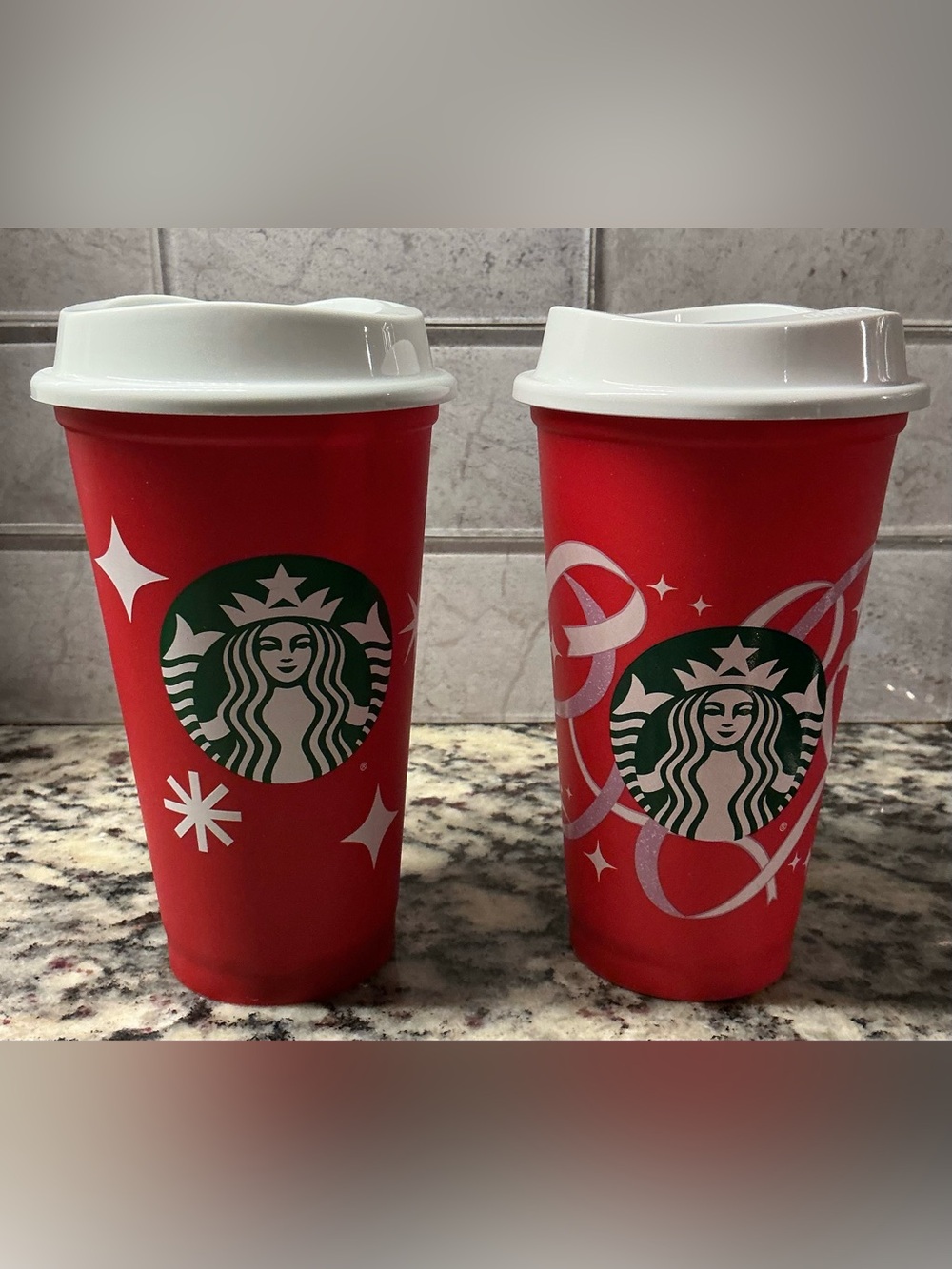 Starbucks 2021 & 2022 Holiday Reusable Cups Set of 2 16oz